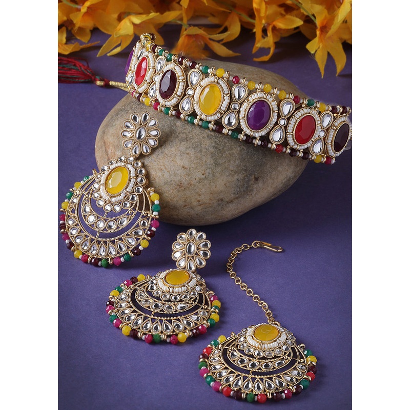 Multicolor Alloy Glossy Jewellery Set - JD986610129