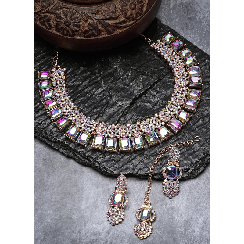 Multicolor Alloy Glossy Jewellery Set - JD986610133