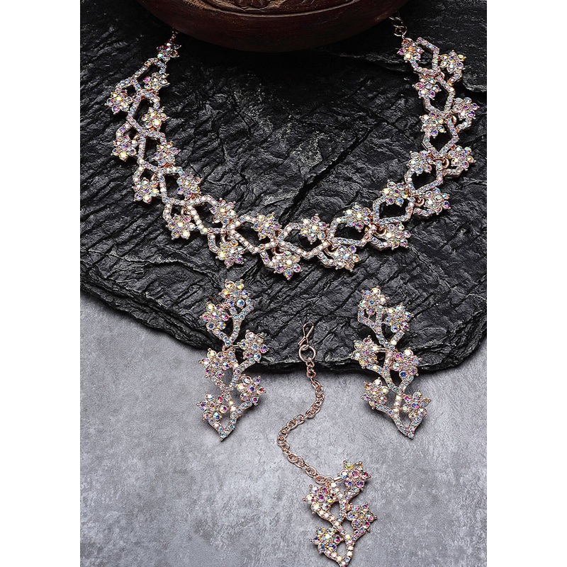 Multicolor Alloy Glossy Jewellery Set - JD986610135