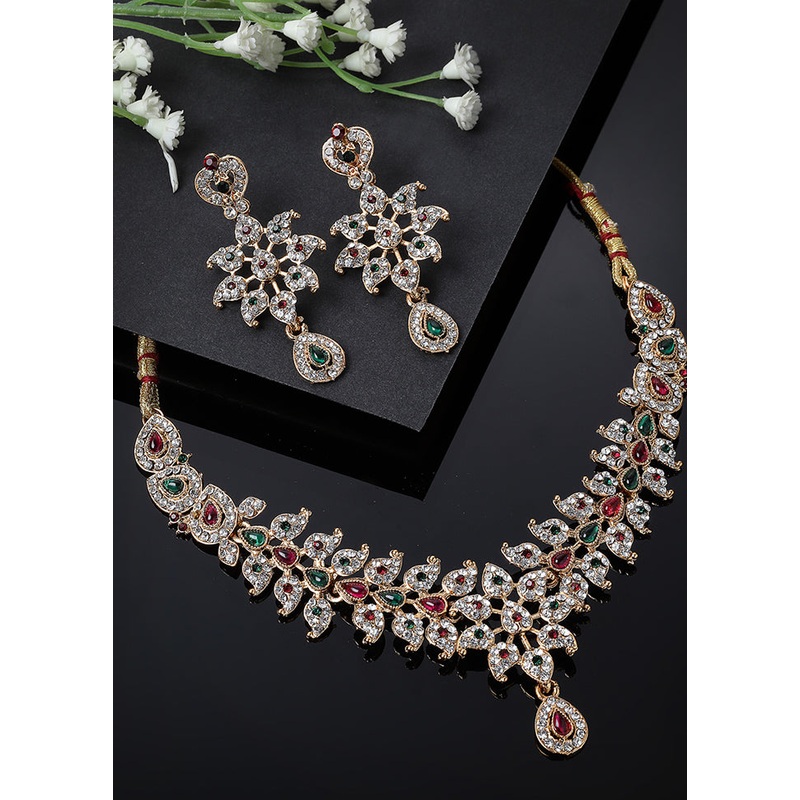 Multicolor Alloy Glossy Jewellery Set - JD986610139