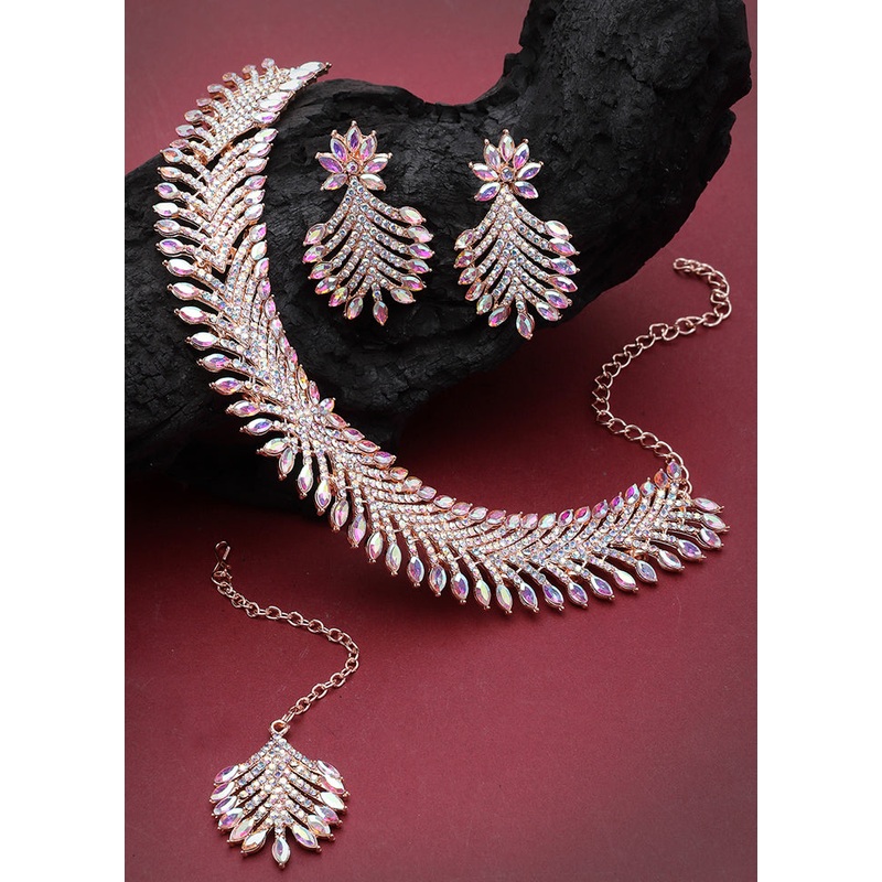 Multicolor Alloy Glossy Jewellery Set - JD986610146