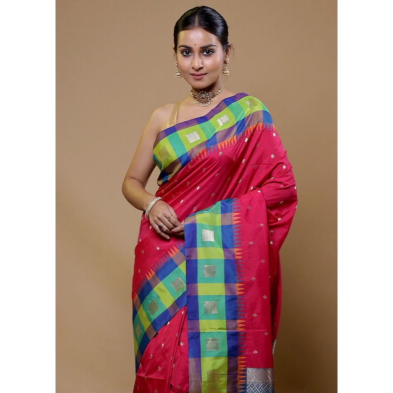 Pink Kanjivaram Silk Saree With Blouse Piece - JD986610023