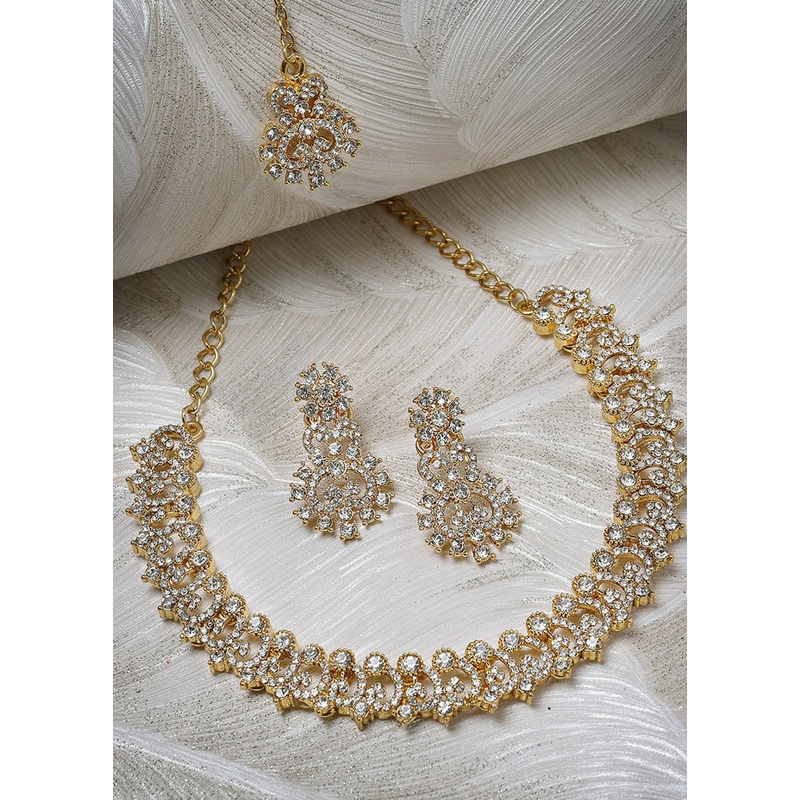 White Alloy Glossy Jewellery Set - JD986610059