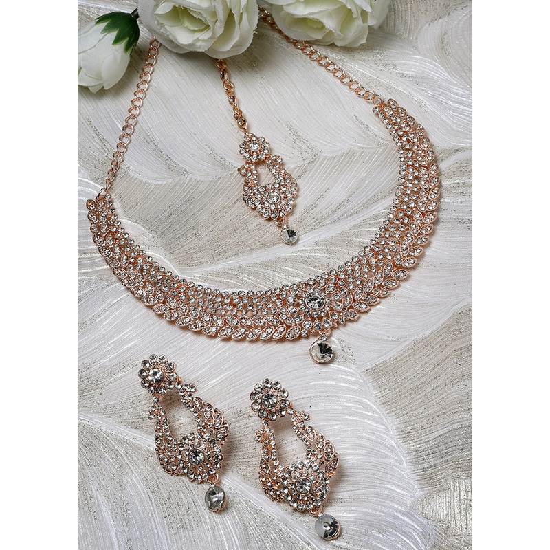 White Alloy Glossy Jewellery Set - JD986610061