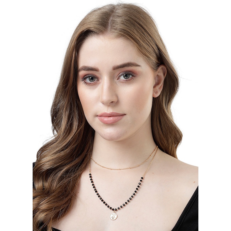 Black Alloy Glossy Necklace - JD986609890