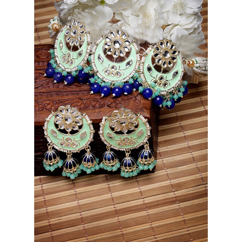 Blue Alloy Glossy Jewellery Set - JD986609747