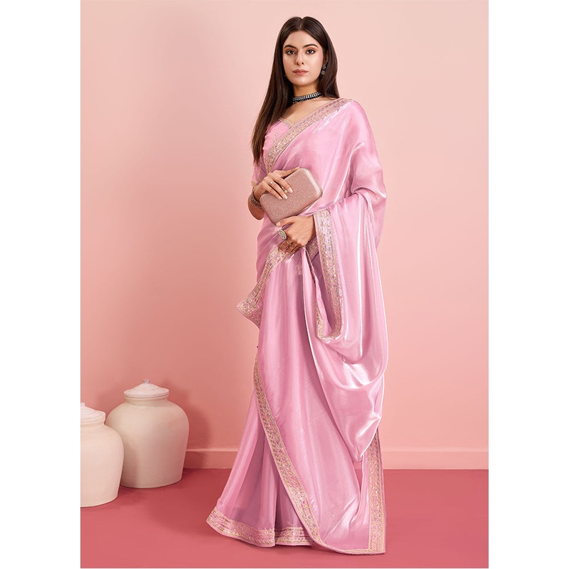 Peach Silk Saree With Blouse Piece - JD986609962