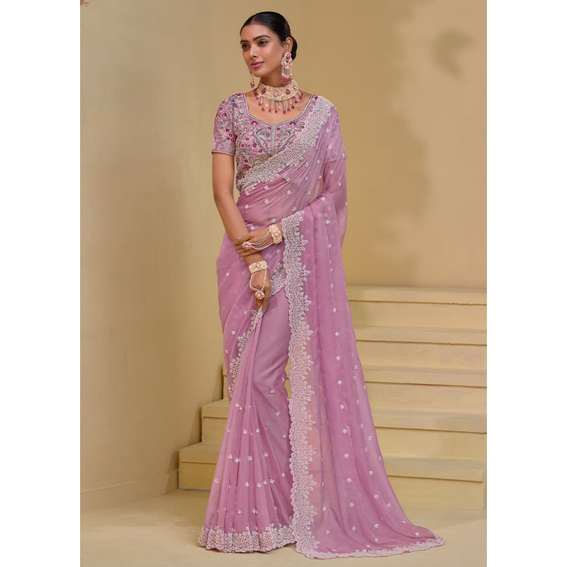 Pink Banarasi Pure Silk Saree With Blouse Piece - JD986609897