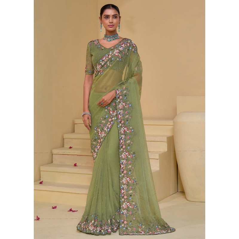 Pista Green Banarasi Pure Silk Saree With Blouse Piece - JD986609896