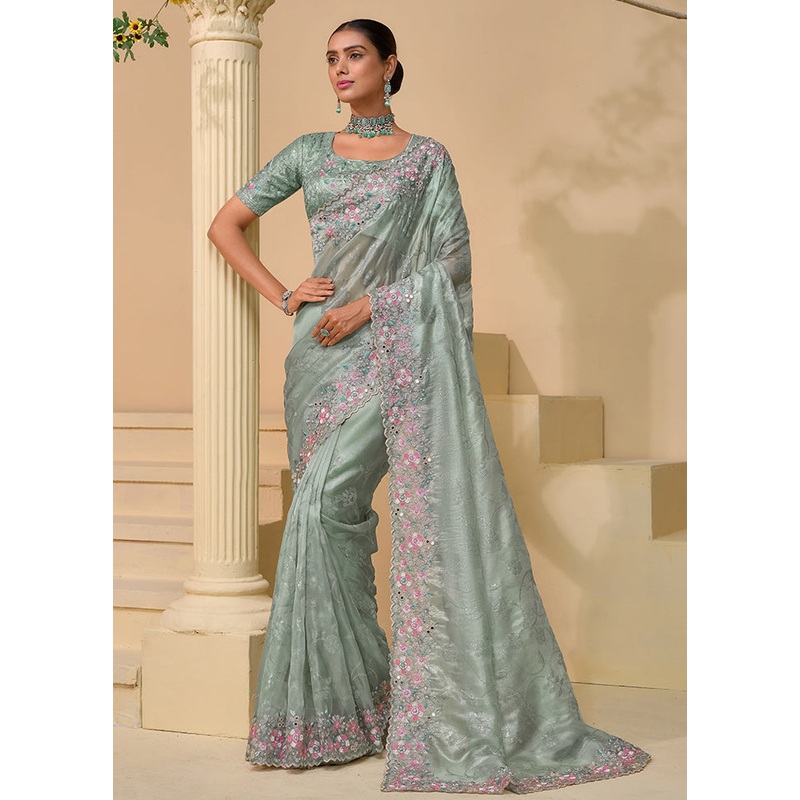 Pista Green Dupion Pure Silk Saree With Blouse Piece - JD986609895