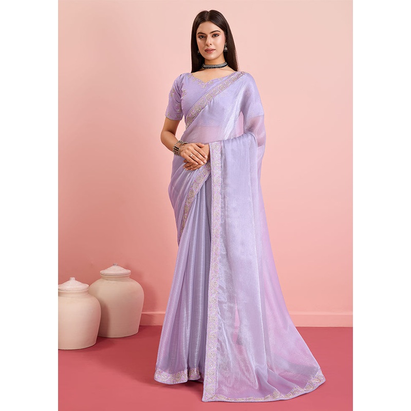 Purple Dupion Silk Saree With Blouse Piece - JD986609940