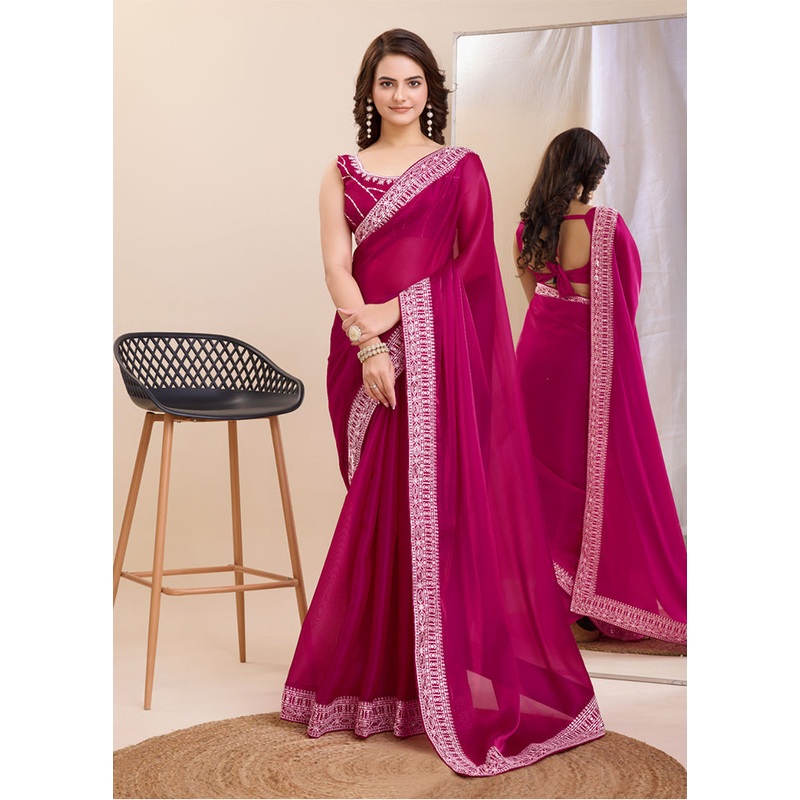 Rani Silk Saree With Blouse Piece - JD986609935
