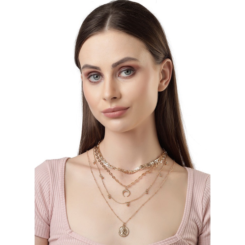 Red Alloy Glossy Necklace - JD986609829