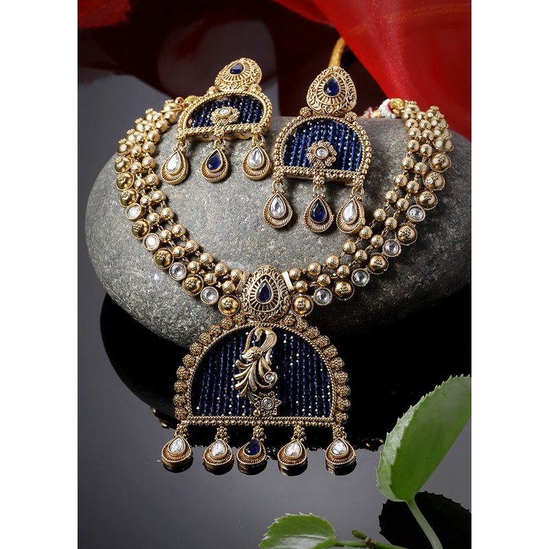Green Copper Glossy Jewellery Set - JD986609588