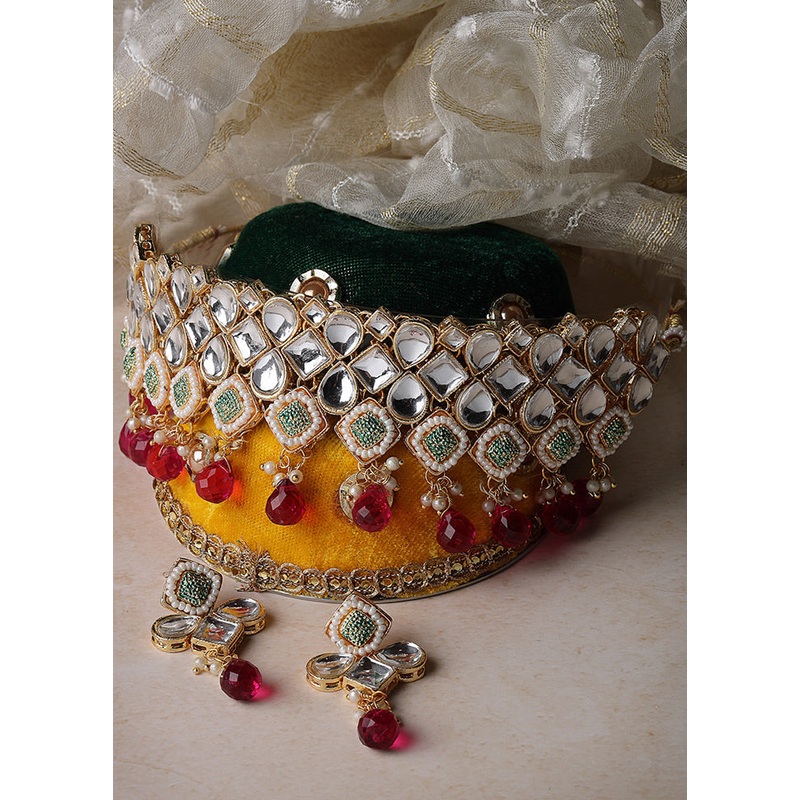 Maroon Alloy Glossy Jewellery Set - JD986609583
