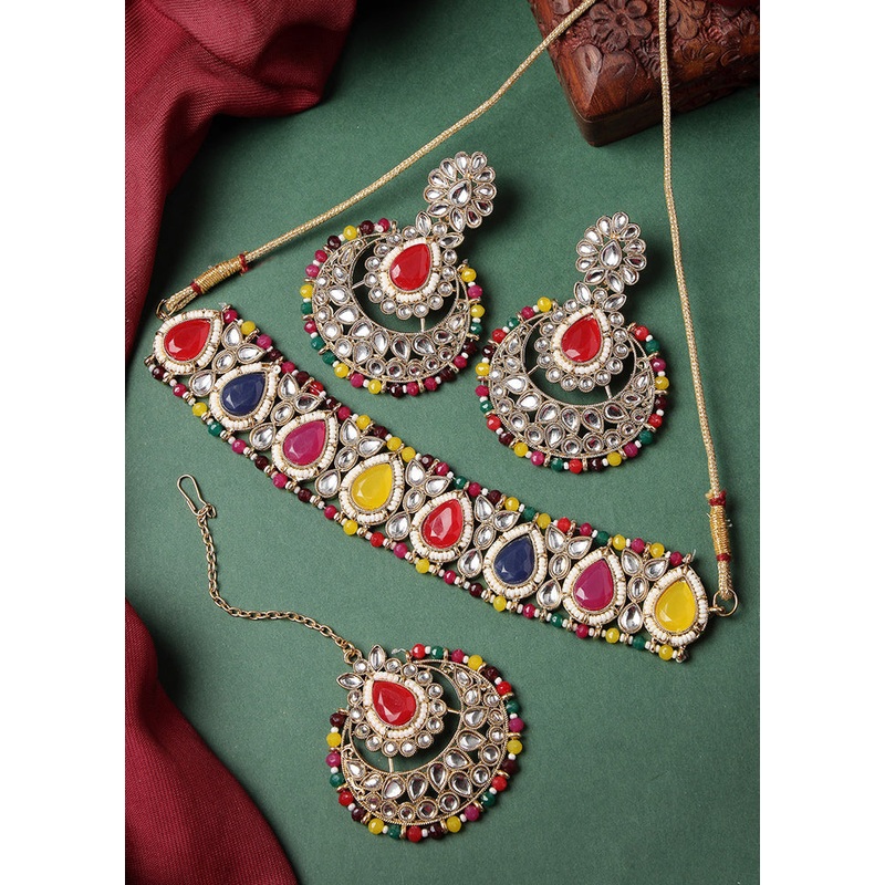 Multicolor Alloy Glossy Jewellery Set - JD986609432