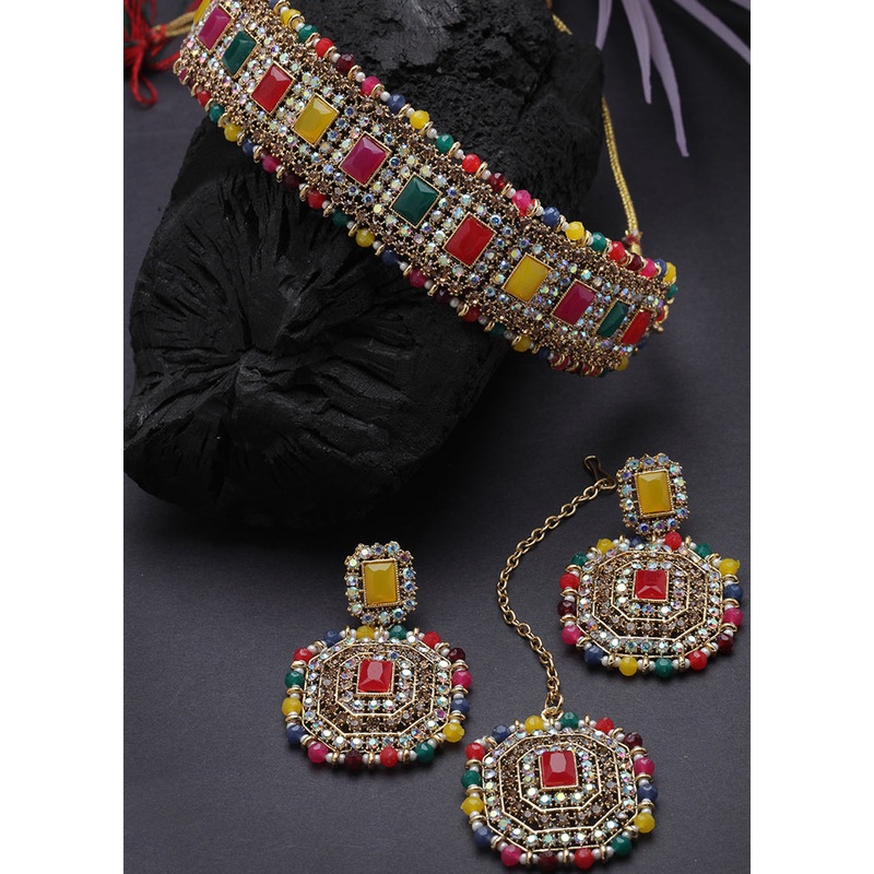 Multicolor Alloy Glossy Jewellery Set - JD986609434