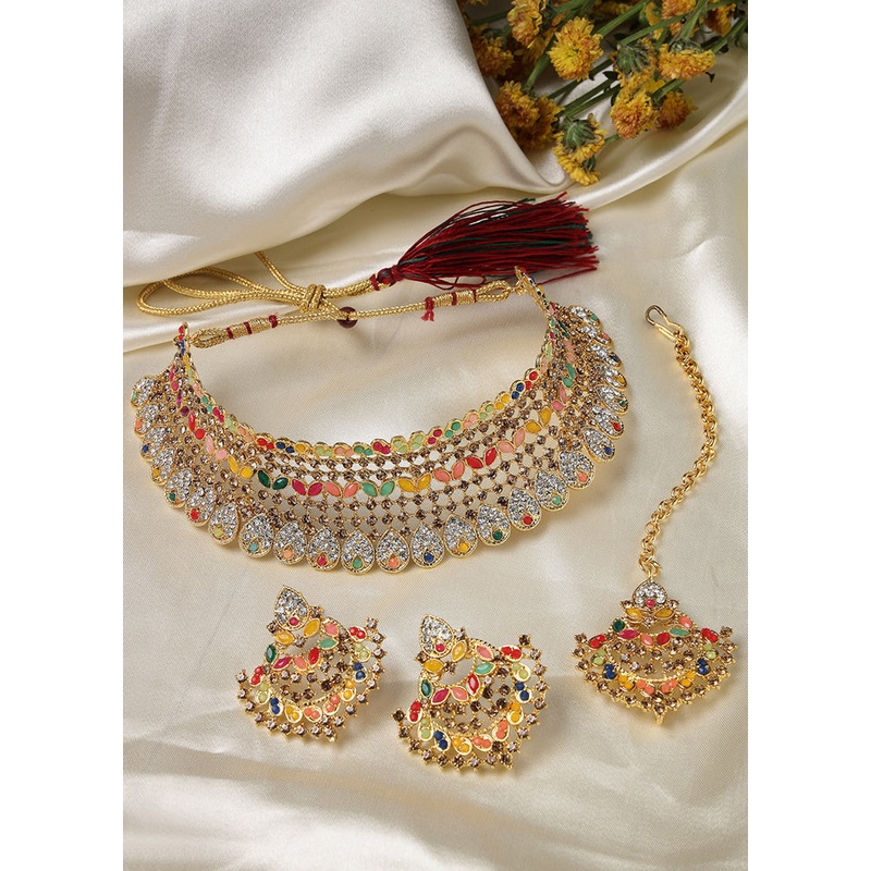 Multicolor Alloy Glossy Jewellery Set - JD986609435