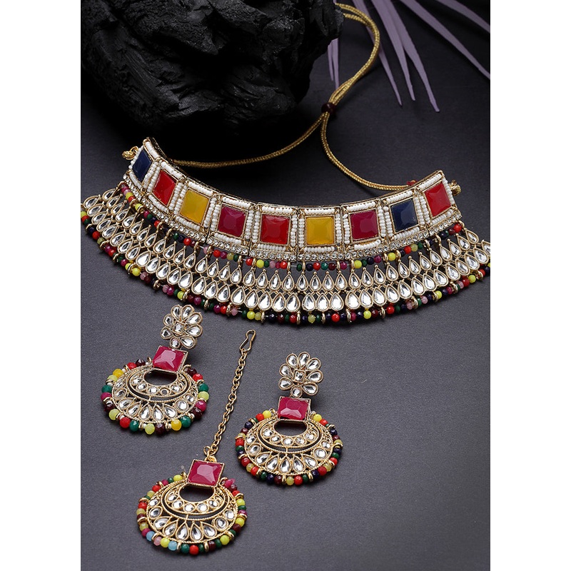 Multicolor Alloy Glossy Jewellery Set - JD986609438