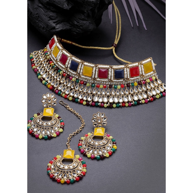 Multicolor Alloy Glossy Jewellery Set - JD986609439