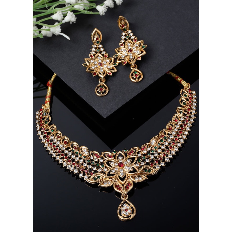 Multicolor Alloy Glossy Jewellery Set - JD986609440