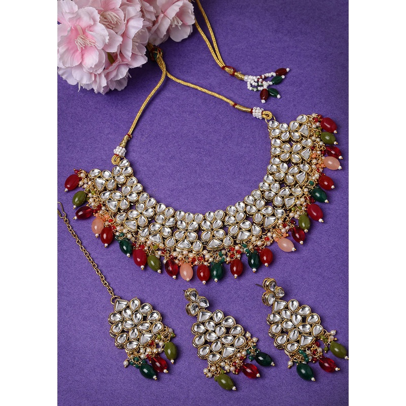 Multicolor Alloy Glossy Jewellery Set - JD986609441