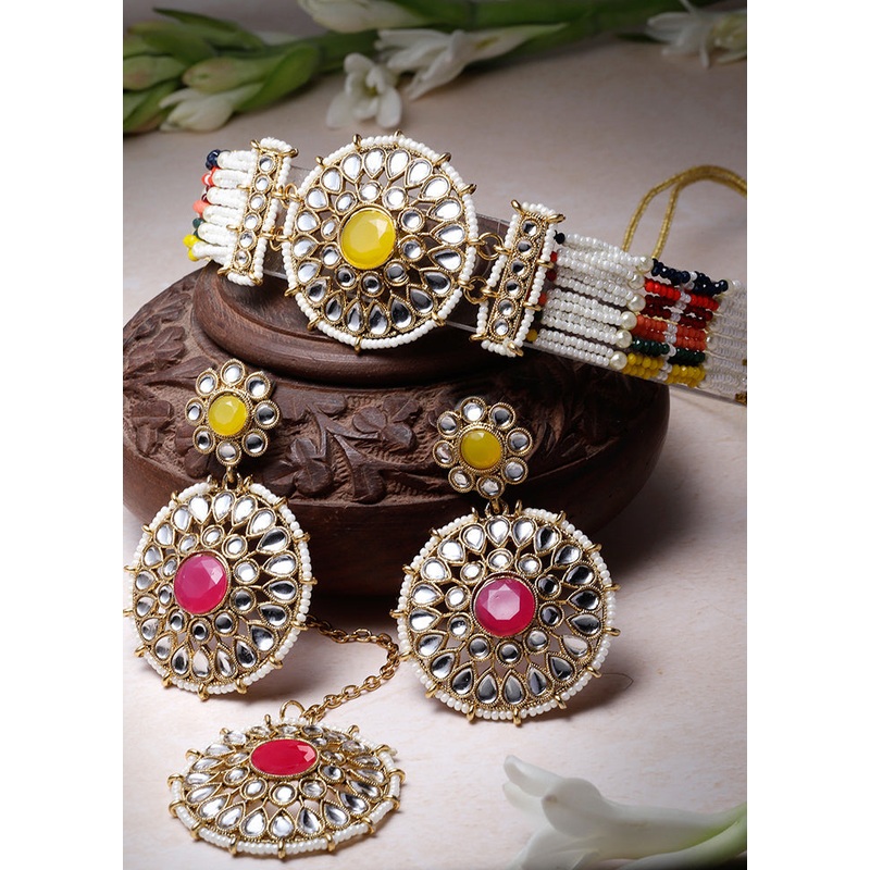 Multicolor Alloy Glossy Jewellery Set - JD986609442