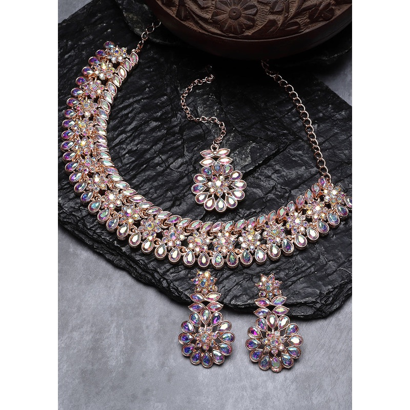 Multicolor Alloy Glossy Jewellery Set - JD986609443