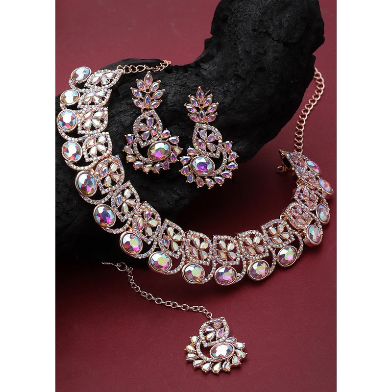 Multicolor Alloy Glossy Jewellery Set - JD986609444