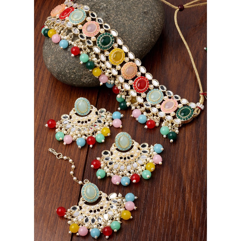 Multicolor Alloy Glossy Jewellery Set - JD986609447