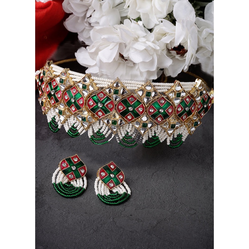 Multicolor Alloy Glossy Jewellery Set - JD986609456