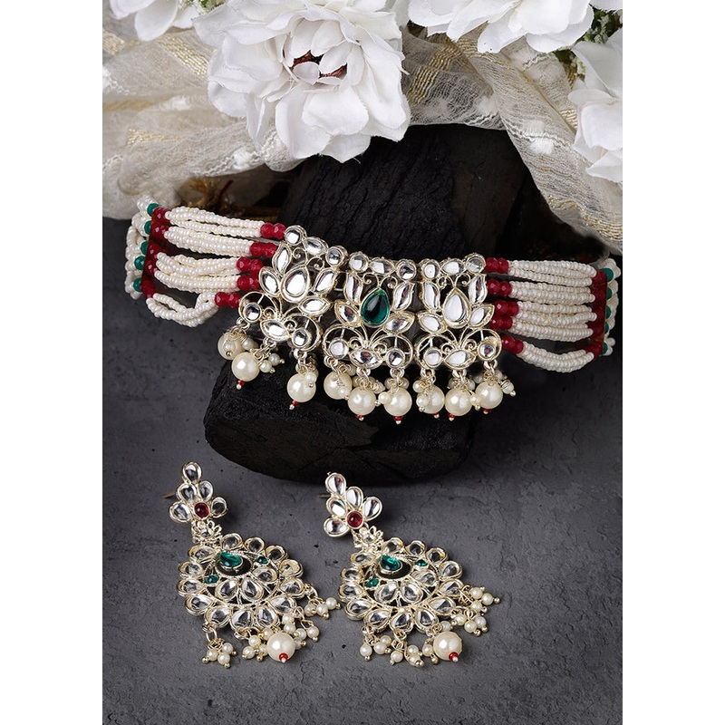 Multicolor Alloy Glossy Jewellery Set - JD986609459