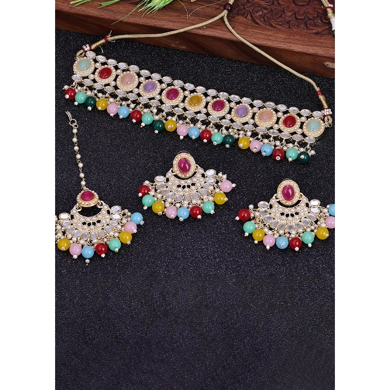 Multicolor Alloy Glossy Jewellery Set - JD986609461