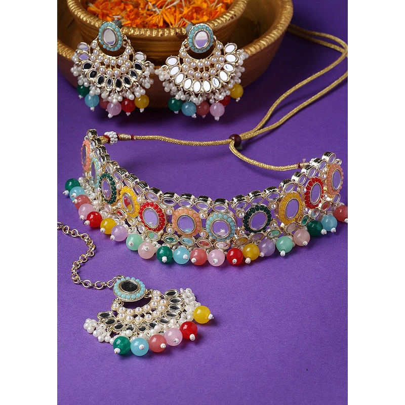 Multicolor Alloy Glossy Jewellery Set - JD986609462