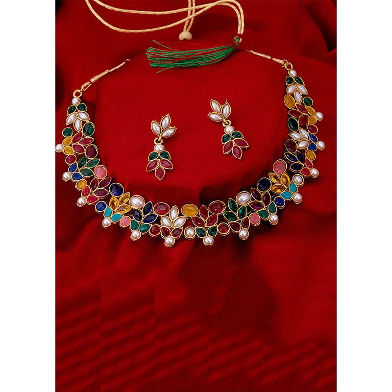 Multicolor Alloy Glossy Jewellery Set - JD986609463
