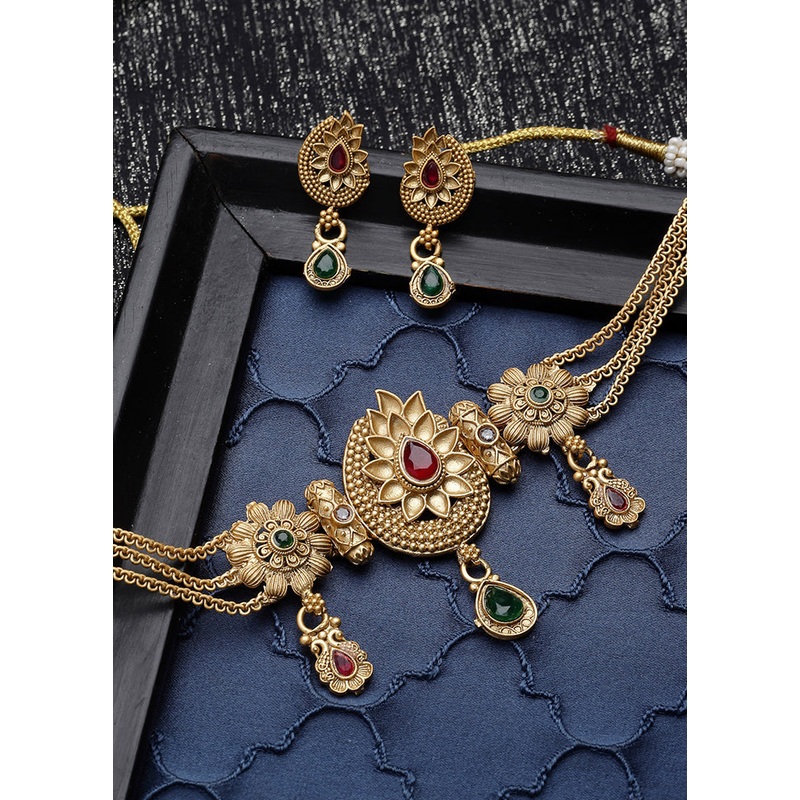 Multicolor Copper Glossy Jewellery Set - JD986609416