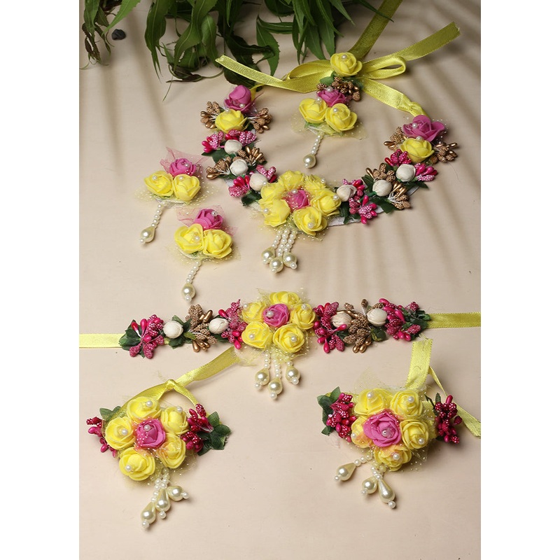 Pink Alloy Glossy Jewellery Set - JD986609404