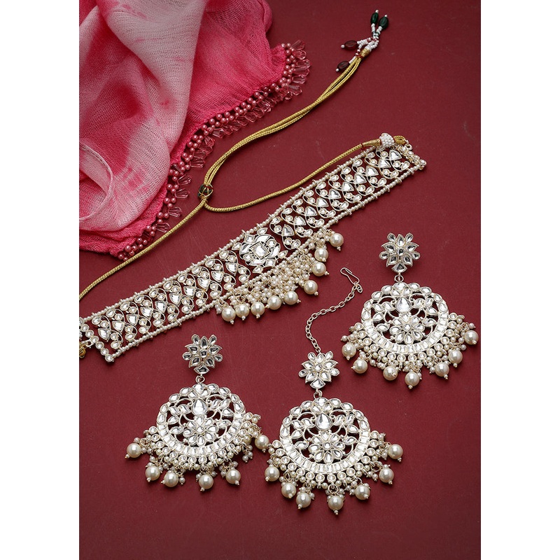 Red Alloy Glossy Jewellery Set - JD986609339