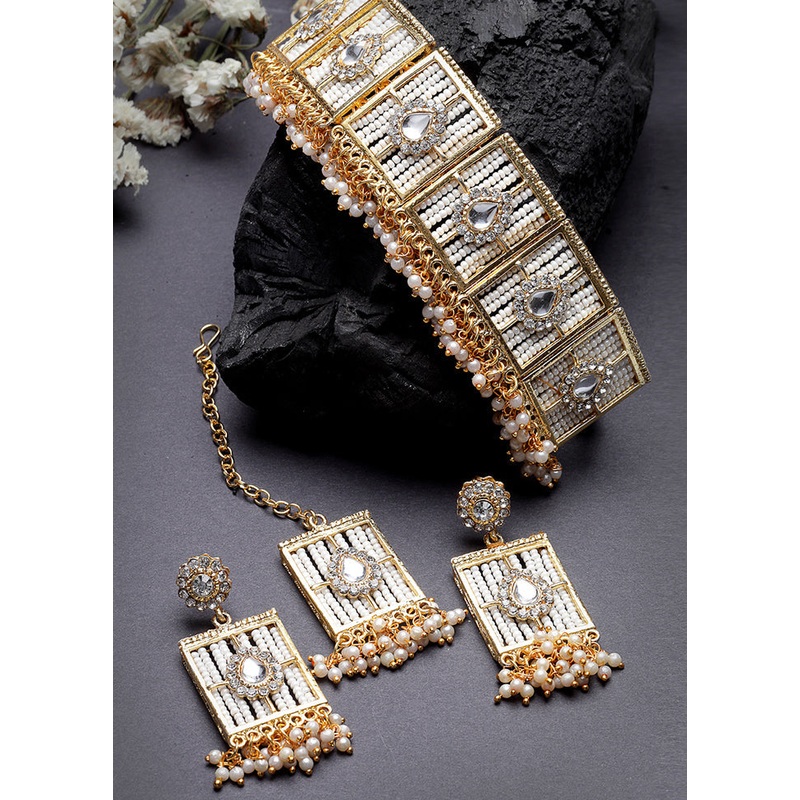 Red Alloy Glossy Jewellery Set - JD986609346