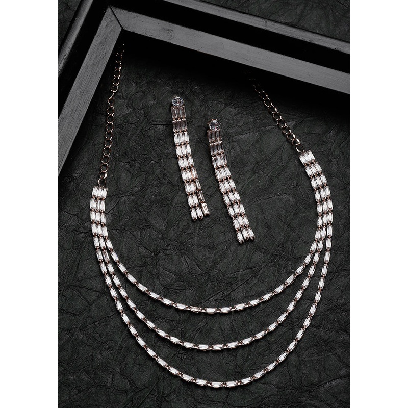 Red Alloy Glossy Jewellery Set - JD986609347