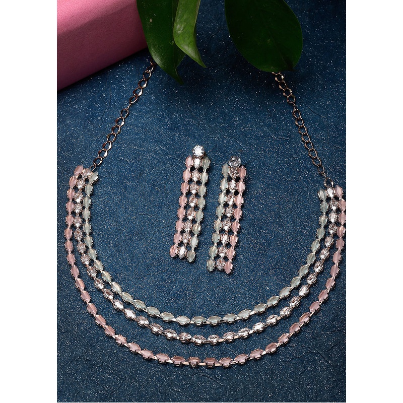 Red Alloy Glossy Jewellery Set - JD986609348