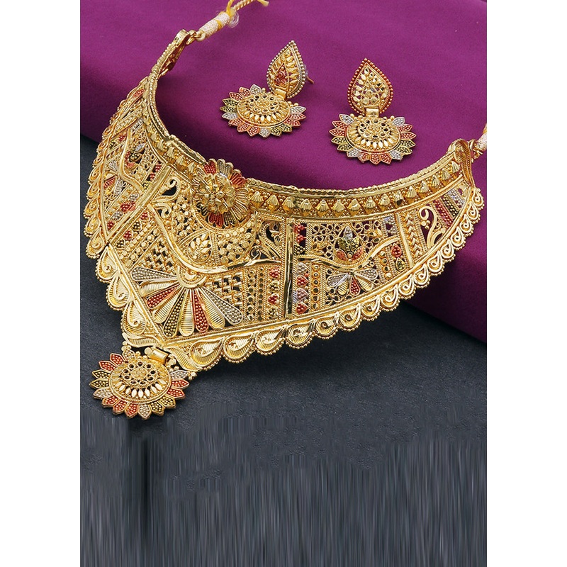 Red Alloy Glossy Jewellery Set - JD986609349