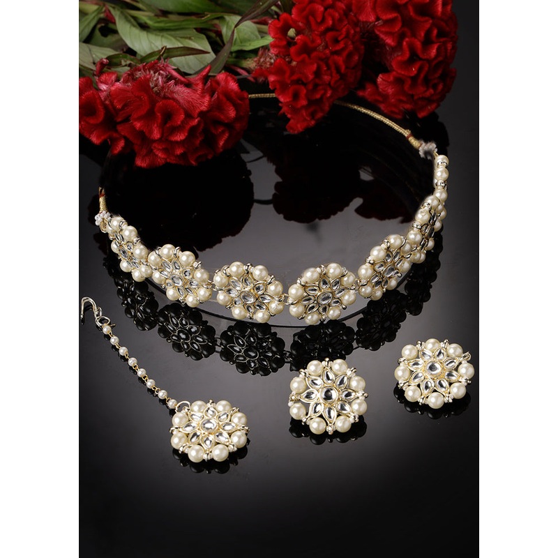 Red Alloy Glossy Jewellery Set - JD986609351
