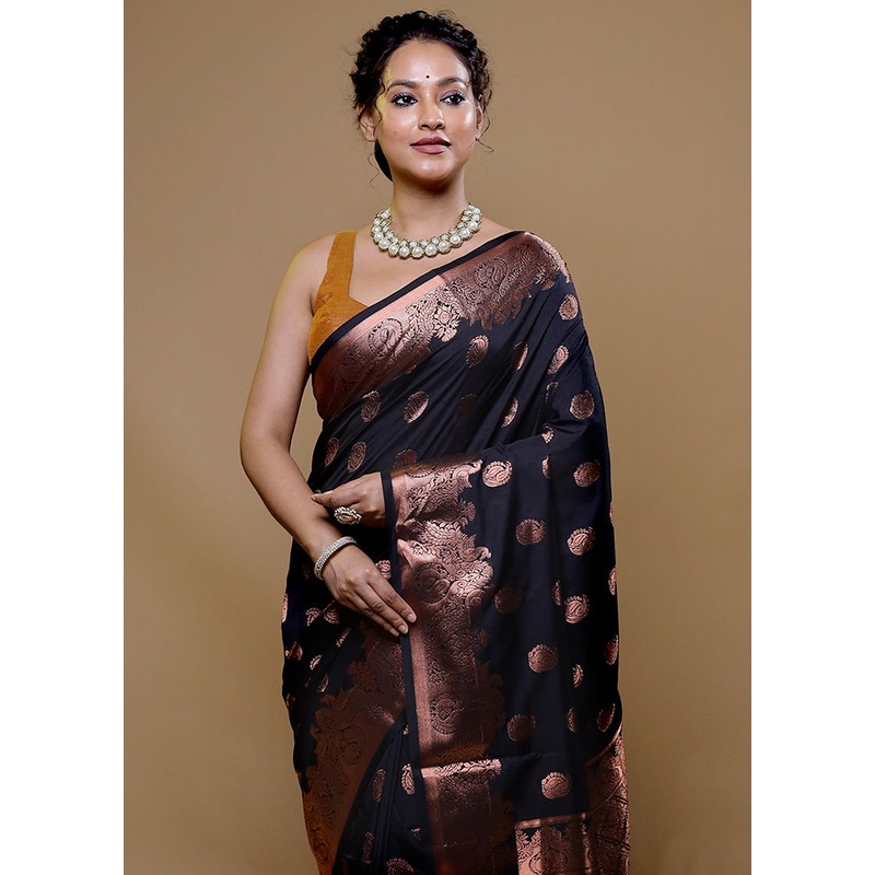 Blue Kanjivaram Silk Saree With Blouse Piece - JD986609056