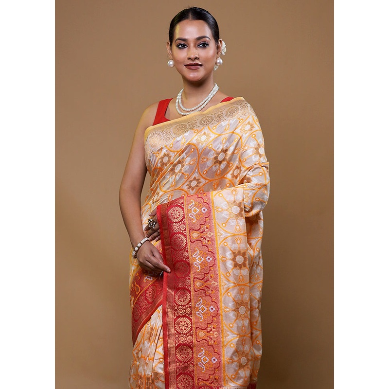 Grey Dupion Silk Saree With Blouse Piece - JD986609097
