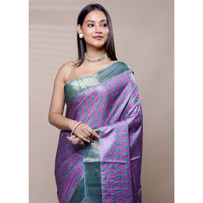 Purple Dupion Silk Saree With Blouse Piece - JD986608982
