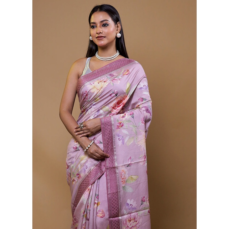 Purple Pure Mysore Silk Saree Without Blouse Piece - JD986609081