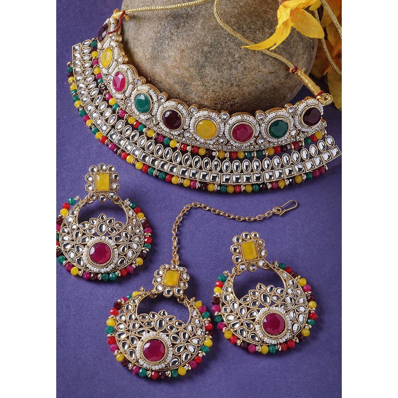 Red Alloy Glossy Jewellery Set - JD986609323