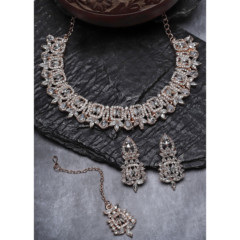 Red Alloy Glossy Jewellery Set - JD986609324