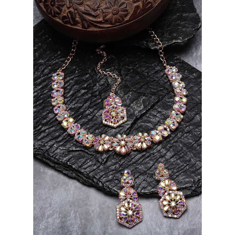 Red Alloy Glossy Jewellery Set - JD986609325